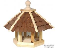 dobar 44136e Großes XXL Vogelhaus aus Holz (Kiefer) für Garten, Balkon, mit dunklen Holzschindeln, Silo mit Futterpyramide, 6 Anflugstangen für Vögel - XL Vogelhäuschen Vogelfutterhaus