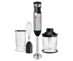 Di4 QuattroMix 1000 1000-Stabmixer, W, 20 Geschwindigkeitsstufen, Turbo-Funktion, Klingen, ergonomisch, Anti-Splash, Messbecher, Schneebesen, 700 milliliters, Schwarz und Silber