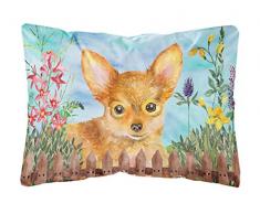 Carolines Treasures CK1284PW1216 Toy Terrier Spring Outdoor Canvas Kissen, Mehrfarbig