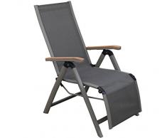 Dehner Relaxsessel Colmar, klappbar, ca. 110 x 59 x 73 cm, Textilen/Aluminium/FSC Teakholz, anthrazit