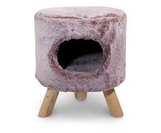 Petrebels Katzenhöhle Victoria de Luxe 45 Ice-Brown, Eleganter Stabiler Katzenhocker aus Extra Weichem Plüsch mit Kissen (Waschbar), 45 cm, Farbe Eisbraun