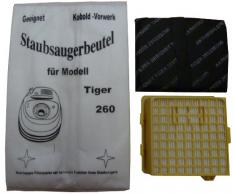 Mister vac A915 15 Staubsaugerbeutel Vlies geeignet Vorwerk Tiger 260 / Hepafilter/Kohlefilter
