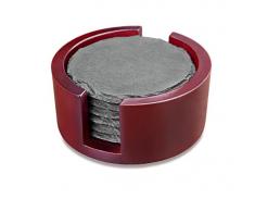 Artaste Schiefer Untersetzer Round with Wood Holder
