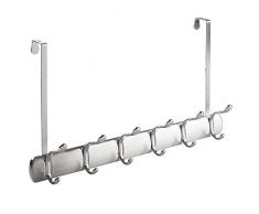 InterDesign 31840EU Bruschia Hakenleiste mit 6 Haken zum Hängen über die Tür, gebürstet / chrom