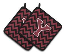 Caroline s Treasures Buchstabe Y Chevron Granat & Schwarz Paar Topflappen cj1052-ypthd, 7.5hx7.5 W, multicolor