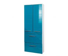 Held Möbel 231.2086 Rimini Midischrank 2-türig, 2 Schubkästen, 2 Einlegeböden, 50 x 130 x 27 cm, hochglanz türkis / weiß