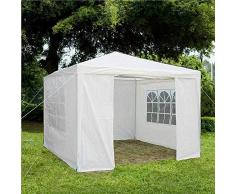 Gr8 Garden 70743-WHITE GR8 Gartenpavillon mit Seitenwänden, wasserdicht, für Strand, Party, Festival, Camping, Zelt, für Hochzeit, Festzelt, Sonnenschutz, 3 x 3 x 2,45 m, Weiß