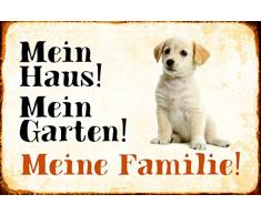 Schatzmix Mein Haus! Mein Garten! Meine Familie! Welpe Puppy Hund Metal Sign deko Schild Blech Garten