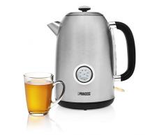 Princess 01.236028.01.001 1,7 Liter Edelstahl Wasserkocher im Retro Design/mit Thermometer-und Wasserstandsanzeige/ 360° rotierbar, 236028, 3000, Silber