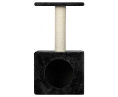 Wouapy – Kratzbaum Kitty – Spiel- und Ruheplatz aus Sisal und Kunstpelz – Pfosten aus Sisal zum Kratzen – Tablett zum Beobachten der Umwelt – Einheitsgröße – Anthrazit