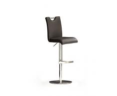 Robas Lund Barhocker Braun Leder mit Lehne Barstuhl drehbar 360 Grad, Hocker höhenverstellbar, BAR.DO