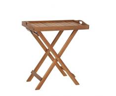 greemotion Stehtablett Borkum akazie, Beistelltisch mit abnehmbarem Tablett, Gartentisch aus hochwertigem FSC® Akazienholz, platzsparend klappbar, Maße: ca. 50 x 37 x 70 cm