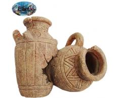 Ellie-Bo Dekoelement für Aquarien, Design antike Vase, aus Kunstharz, handbemalt, 20 x 14 x 16 cm