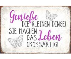Schatzmix Genieße die kleinen Dinge! Sie Machen das Leben grossartig! Metal Sign deko Schild Blech Garten