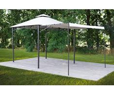 greemotion Pavillon Nashville, Gartenzelt mit Vordach, großer Gartenpavillon in Anthrazit / Beige, Partyzelt aus Stahl mit Dach, Pavillon 3x3 m