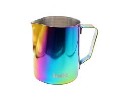 Dianoo Milch Krug, Edelstahl Milch Tasse, Guten Griff Schäumenden Krug, Kaffeekanne, Espressomaschinen, Milchschäumer & Latte Kunst, 1 Stück (350 ML) - Multicolor