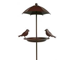 Dehner Natura Wildvogel-Futterspender Plata mit Erdspieß, Ø 26 cm, Höhe 138 cm, Metall, braun 