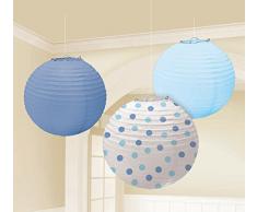 amscan 3 Lampions Boys, Blau