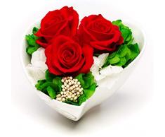 Rosen-Te-Amo Langlebiger Blumenstrauß der Liebe aus 3 haltbaren Rosen im Porzellan; Infinity Blumen in der Keramik: pfleglich handgefertigt - haltbar ohne Wasser