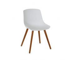 greemotion 129501 Gartenstuhl Halifax aus Kunststoff in Weiß-Stuhl mit Holzbeinen für Garten, Balkon & Terrasse-Gartensessel im Retro Look-Lounge Sessel modern, 5,2 x 6 x 8 cm