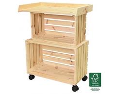 WAGNER GreenFAMILY - Mobiler Pflanztisch GreenTABLE - Nadelholz natur FSC, 80 x 60 x 40 cm, 4 Rollen, 2 Feststeller, platzsparend verstaubar, vielseitig einsetzbar - 25026001