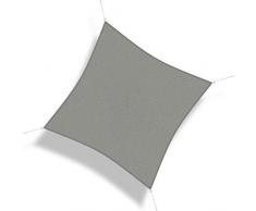 Corasol 160065 Premium Sonnensegel, 3 x 3 m, Quadrat, Wind- & wasserdurchlässig, Silber-grau