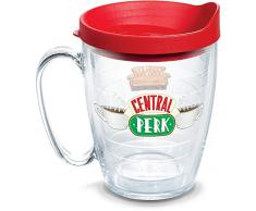 Tervis 1334014 Warner Brothers - Friends Central Perk Insulated Tumbler with Wrap and Red Travel Lid, 16 oz Mug - Tritan, Clear