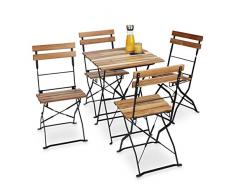 Relaxdays Gartenstuhl 4er Set, klappbar, Metall, Naturholz, ohne Armlehnen, H x B x T: 84 x 42 x 44 cm, naturfarben