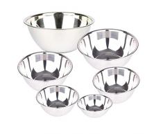 WEZVIX Edelstahl-Rührschüsseln Salatschüssel mit rutschfester Silikonbasis und Skalenmarkierungen 7/5/4/3,5/2,5/2/1,5 QT 7-teiliges Set (Kochutensilien/langlebig und spülmaschinenfest/Spiegelglanz) 6-pcs