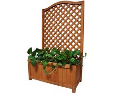Sohler By Eurotrade W Ltd 2002932 rechteckig Holz Übertopf Ranken mit Gitter für Klettern Flower Blumentopf Box Garten Terrasse Holz-Gitter-Panel, Mehrfarbig, 62 x 23 x 100 cm