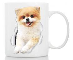 Lustige Pomeranian Puppy Kaffeetasse - Deutsche Spitz Keramik Tasse - Perfektes Zwerggeschenk für Hundeliebhaber - Niedliche PomPom Tasse für Zwergmutter und Papa - Tolles Geburtstags- oder Weihnachtsgeschenk für Hundebesitzer 11oz weiß