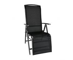 greemotion Relaxsessel Aruba anthrazit, Gartenstuhl mit verstellbarer Rückenlehne, schnelltrocknender Campingstuhl zusammenklappbar, Gartensessel aus Aluminium und 4x4 Textilene, Maße: ca. 76 x 56 x 111 cm