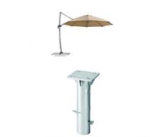 Schneider Sonnenschirm Rhodos Rondo, sand, 350 cm rund, Gestell Aluminium, Bespannung Polyester, 22.4 kg + Universal-Bodenplatte