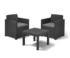 Allibert Allegro Balcony Balkon Set, Graphite/cool Grey (Poly Cotton Kissen)
