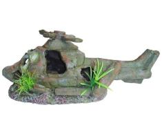 Ellie-Bo Dekoration für Aquarien, Helikopter-Wrack, aus Kunstharz, handbemalt, 29,5 x 11,5 x 12,5 cm