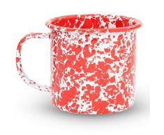 Kaffeebecher, emailliert, Marmormuster, Rot