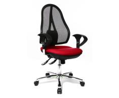 Topstar Open Point SY Deluxe, ergonomischer Syncro-Bandscheiben-Drehstuhl, Bürostuhl, Schreibtischstuhl, inkl. Armlehnen (höhenverstellbar), Stoff, rot