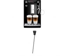 Melitta Caffeo Solo & Perfect Milk E957-101 Schlanker Kaffeevollautomat mit Auto-Cappuccinatore | Automatische Reinigungsprogramme Schwarz + Milchlanze für Kaffeevollautomaten, Edelstahl, Schwarz