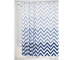 InterDesign Ombre Chevron Textil Duschvorhang | 183 cm x 183 cm Vorhang aus Stoff mit Zickzackmuster | pflegeleichte Duschabtrennung für Badewanne und Duschwanne | Polyester blau