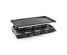 Tristar RA-2722 Raclette Grill, für bis zu 8 Personen, Grill- und Bratplatte (46 x 23 cm) aus Aluminiumguss, 1400 Watt Leistung, antihaftbeschichtet