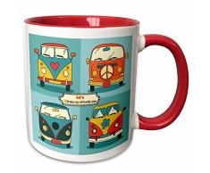 3dRose 280614_5 Mug Becher, keramik, rot/weiß