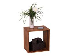 WOHNLING Standregal Massivholz Sheesham 43,5 cm Cube Regal Design Holzregal Naturprodukt Beistelltisch Landhaus-Stil dunkel-braun Wohnzimmer-Möbel Unikat Echtholz Couchtisch viereckig Anstelltisch