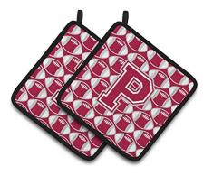 Caroline s Treasures Buchstabe P Fußball Crimson, grau & weiß Paar Topflappen cj1065-ppthd, 7.5hx7.5 W, multicolor