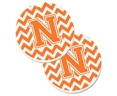 Caroline s Treasures Buchstabe N Chevron orange & weiß Set von 2 Tasse Halterung Auto Untersetzer cj1046-ncarc, 2,56, multicolor