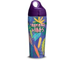 Tervis 1319946 Tropical Vibes Thermobecher mit Deckel, Edelstahl, 340 ml lila (Royal Purple) Deckel 24 oz Water Bottle - Stainless Steel silber