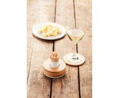 ADOMO pv-bam-0906 A domo Point-Virgule Untersetzer von Tore bleuzé 6 Stück auf toothpickholder weiß 9 x 9 x 5 cm, Bambus, braun