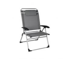 greemotion Klappsessel Usedom silber, Gartenstuhl mit verstellbarer Rückenlehne, schnelltrocknender Campingstuhl zusammenklappbar, Gartensessel aus Aluminium und 2x1 Textilene inkl. Kissen, Maße: ca. 71 x 71,5 x 112 cm