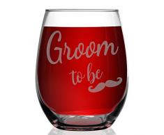 shop4ever Groom To Be Laser Gravur Weinglas Weingläser ohne Stiel ~ Verlobungsring Geschenk ~ 15 oz. Stemless