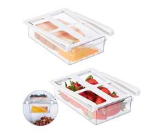 Relaxdays Kühlschrank Organizer, 2er Set, Zubehör, Klemmschubladen für Kühlschrank HxBxT 7 x 15 x 20,5 cm, transparent