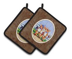 Caroline s Treasures Cowboy Corgi Paar Topflappen 7283pthd, 7.5hx7.5 W, multicolor